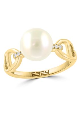 Effy Diamond and Freshwater Pearl Ring in 14K Yellow Gold -  5400489HRY0AA45UV