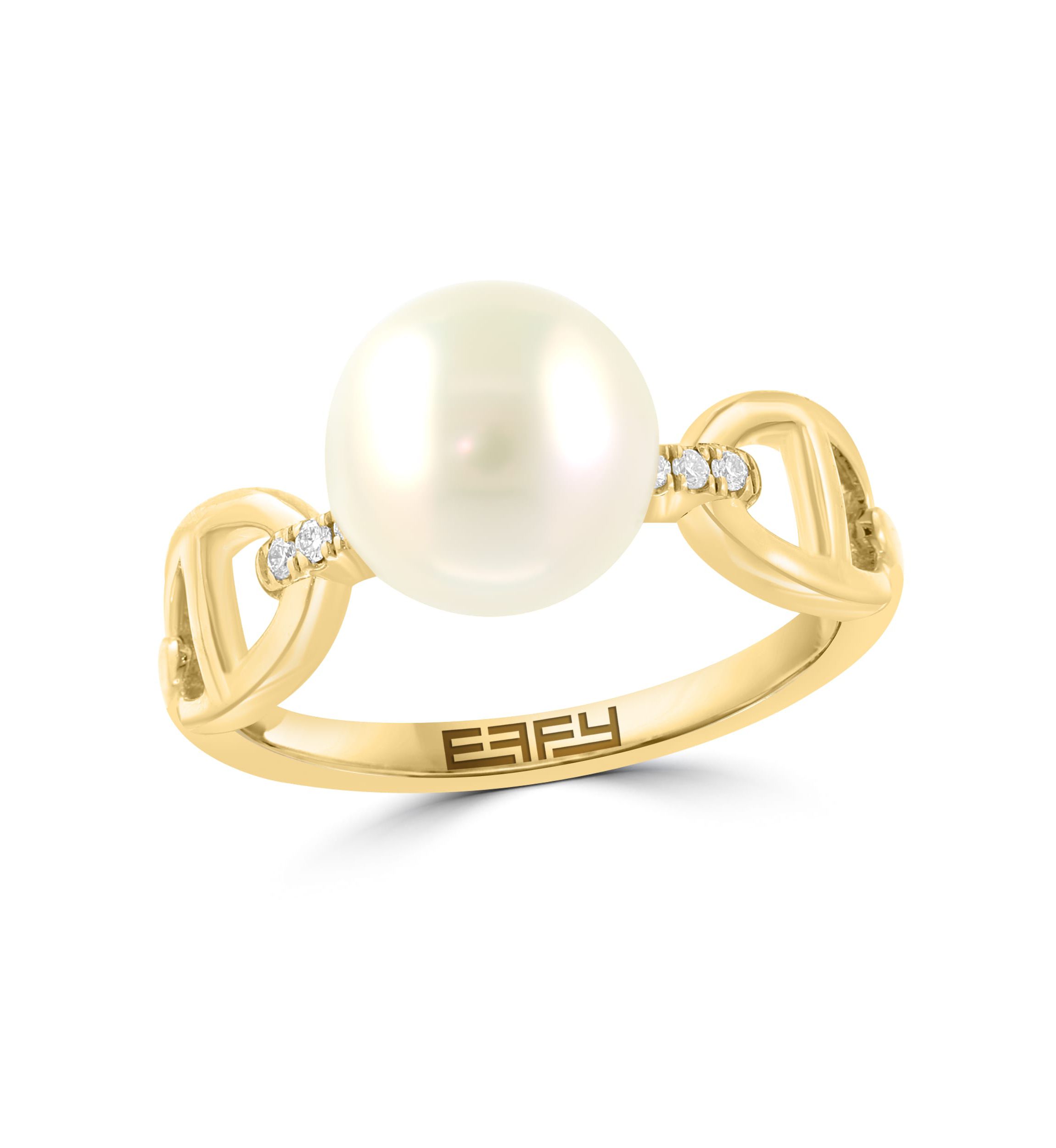 Diamond and Freshwater Pearl Ring in 14K Yellow Gold