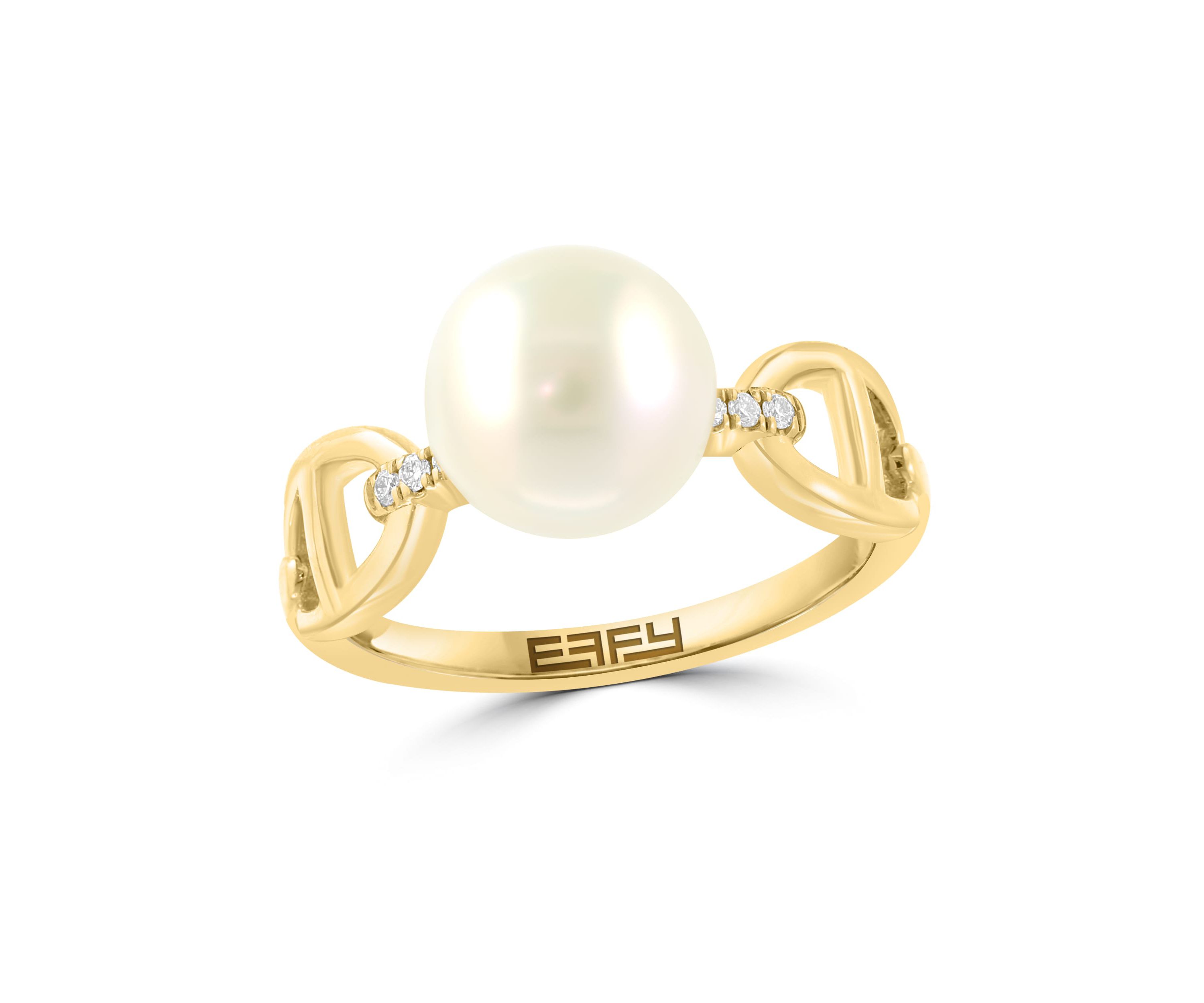 Diamond and Freshwater Pearl Ring in 14K Yellow Gold