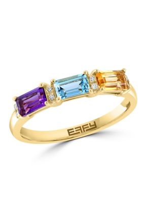 Effy Diamond, Amethyst, Blue Topaz and Citrine Ring in 14K Yellow Gold, 7
