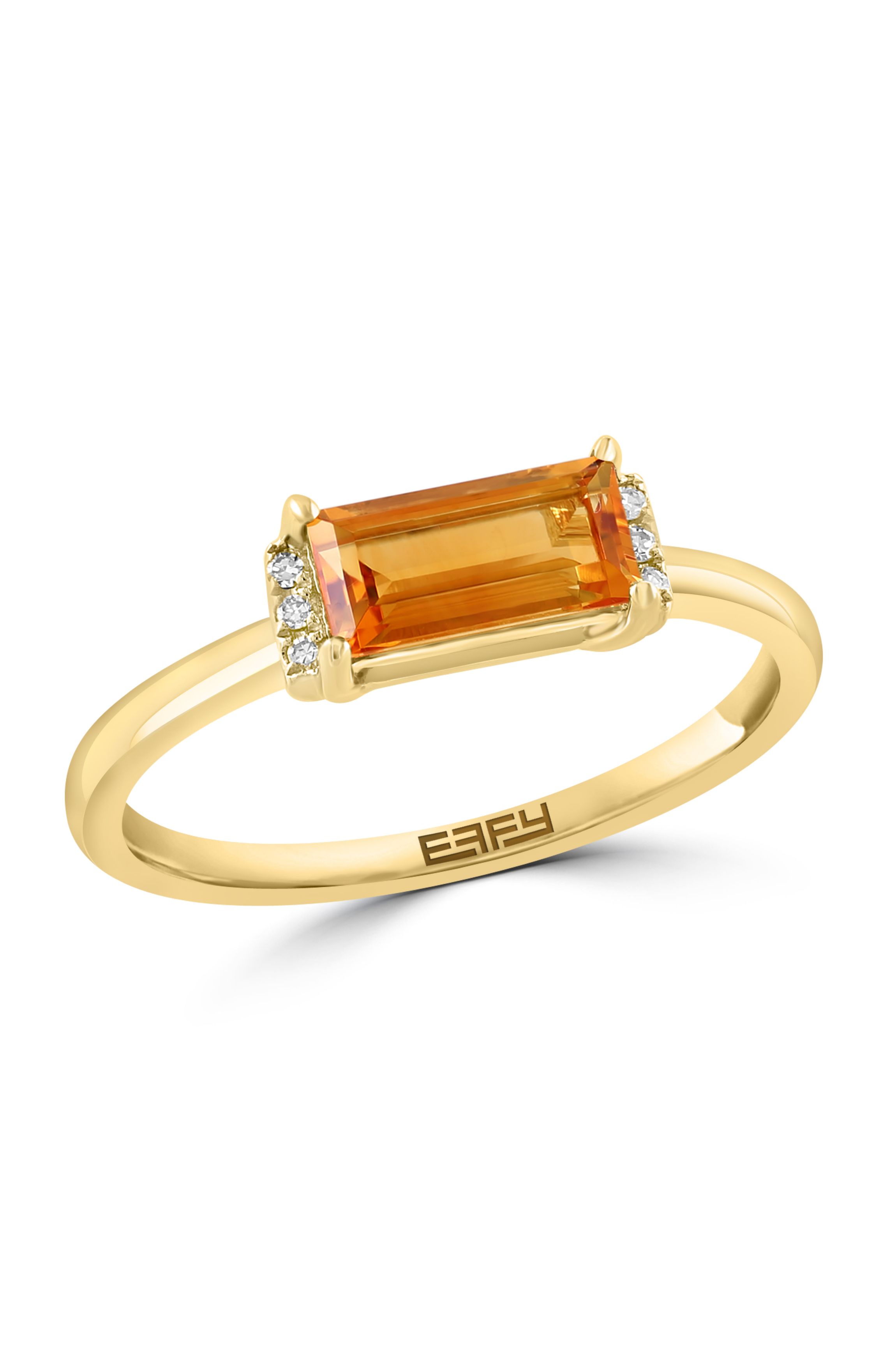 Diamond and Cirtine Ring in 14K Yellow Gold
