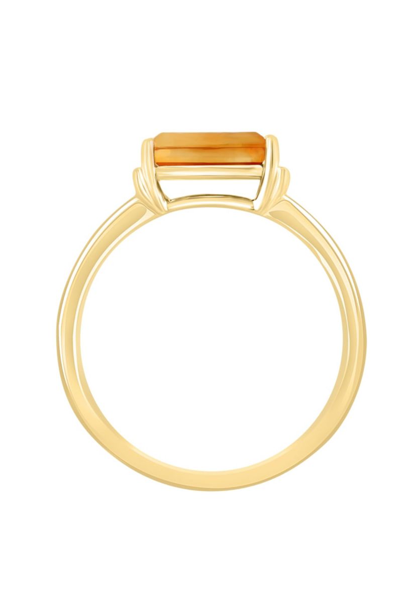 Diamond and Cirtine Ring in 14K Yellow Gold
