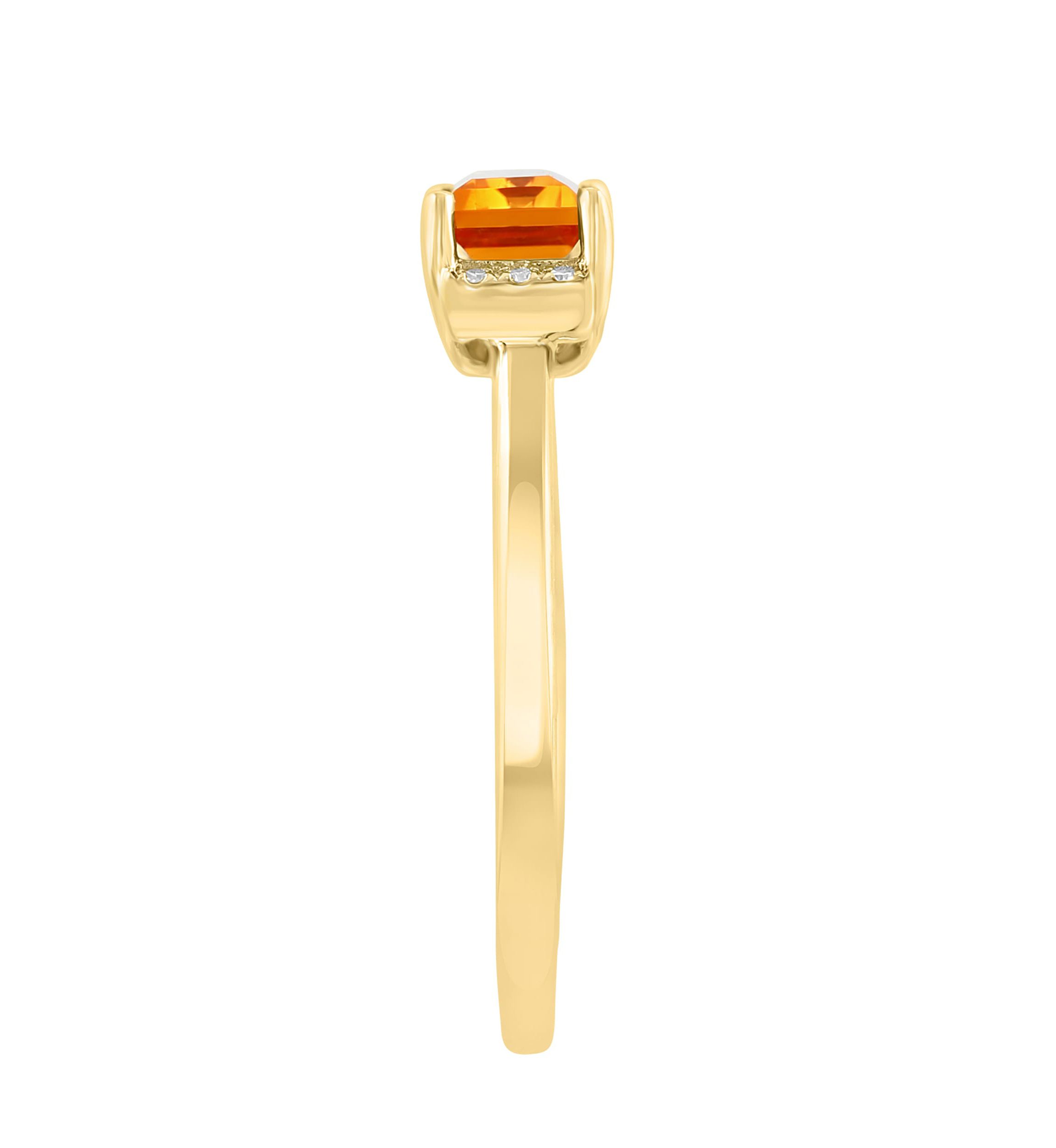 Diamond and Cirtine Ring in 14K Yellow Gold