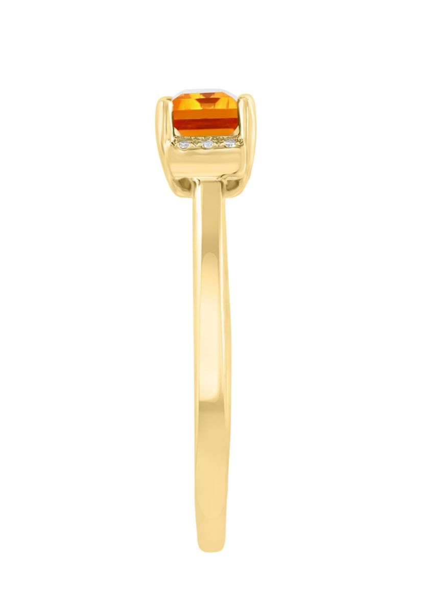 Diamond and Cirtine Ring in 14K Yellow Gold