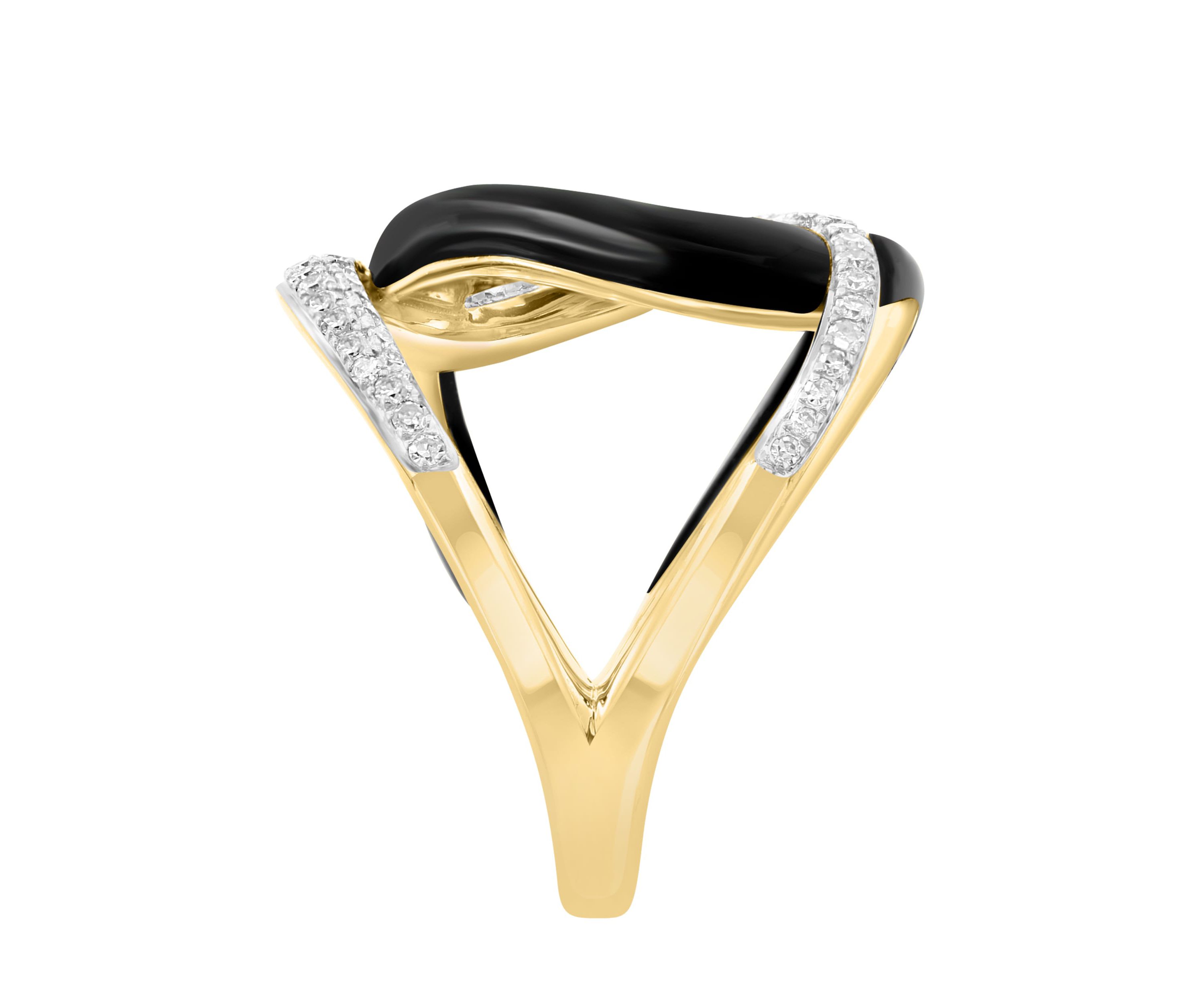 Diamond and Onyx Ring in 14K Yellow Gold