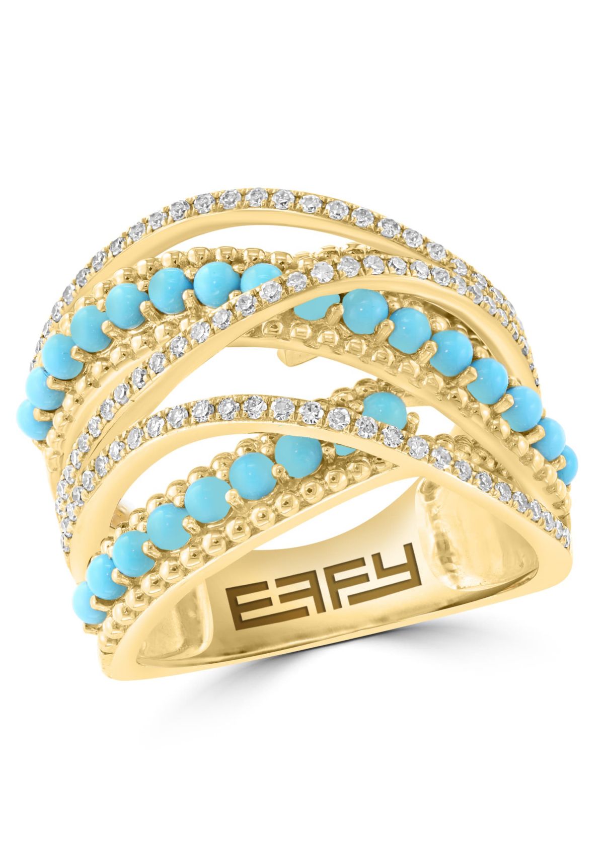 Diamond and Turquoise Ring in 14K Yellow Gold