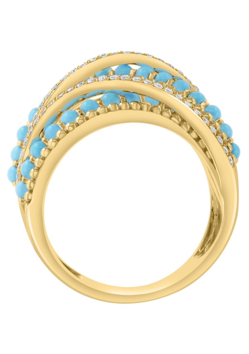 Diamond and Turquoise Ring in 14K Yellow Gold