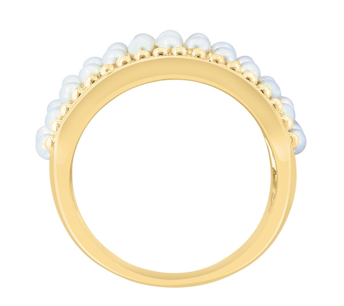 Diamond and Freshwater Pearl Ring in 14K Yellow Gold