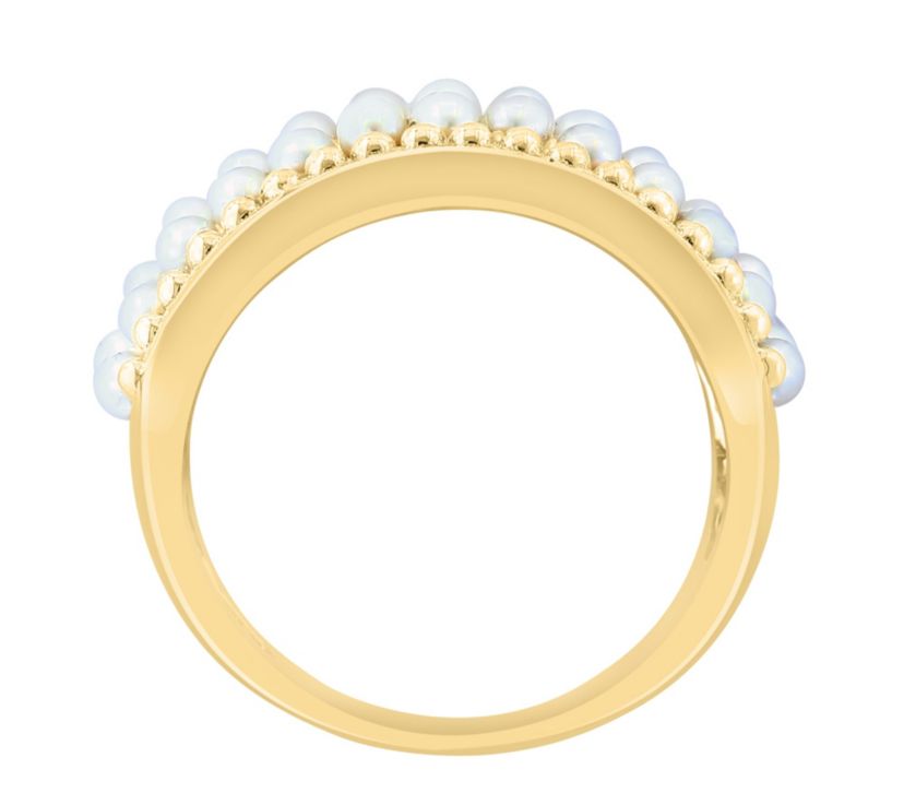 Diamond and Freshwater Pearl Ring in 14K Yellow Gold