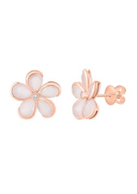Effy Diamond and Pink Quartz Flower Earrings in 14K Rose Gold