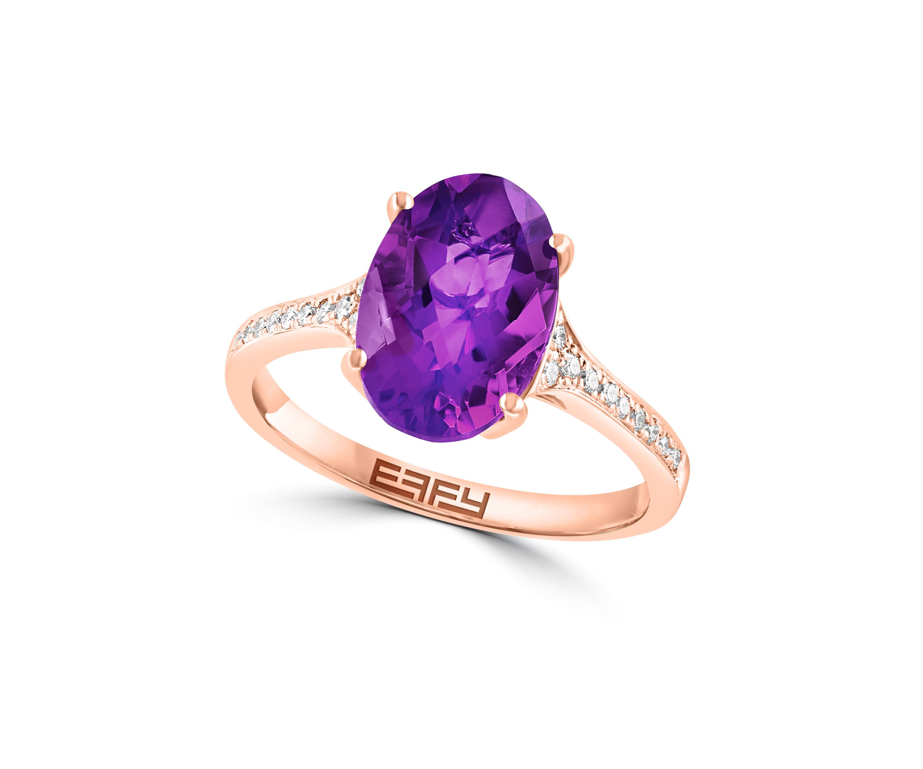 Diamond and Amethyst Ring in 14K Rose Gold