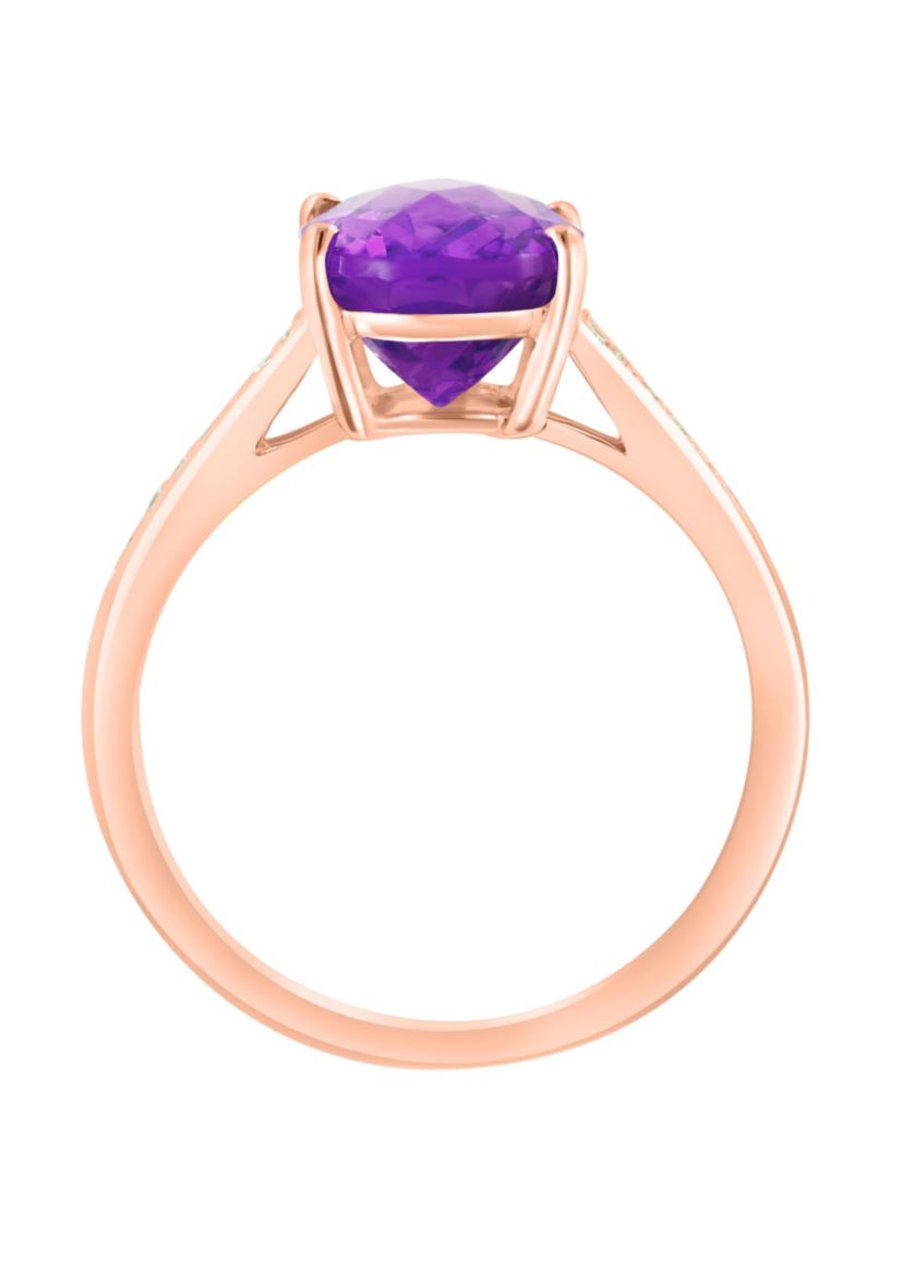 Diamond and Amethyst Ring in 14K Rose Gold