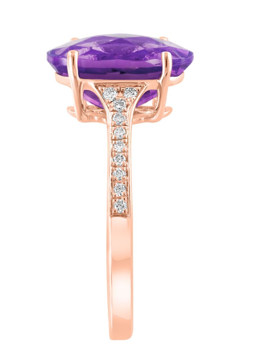 Diamond and Amethyst Ring in 14K Rose Gold