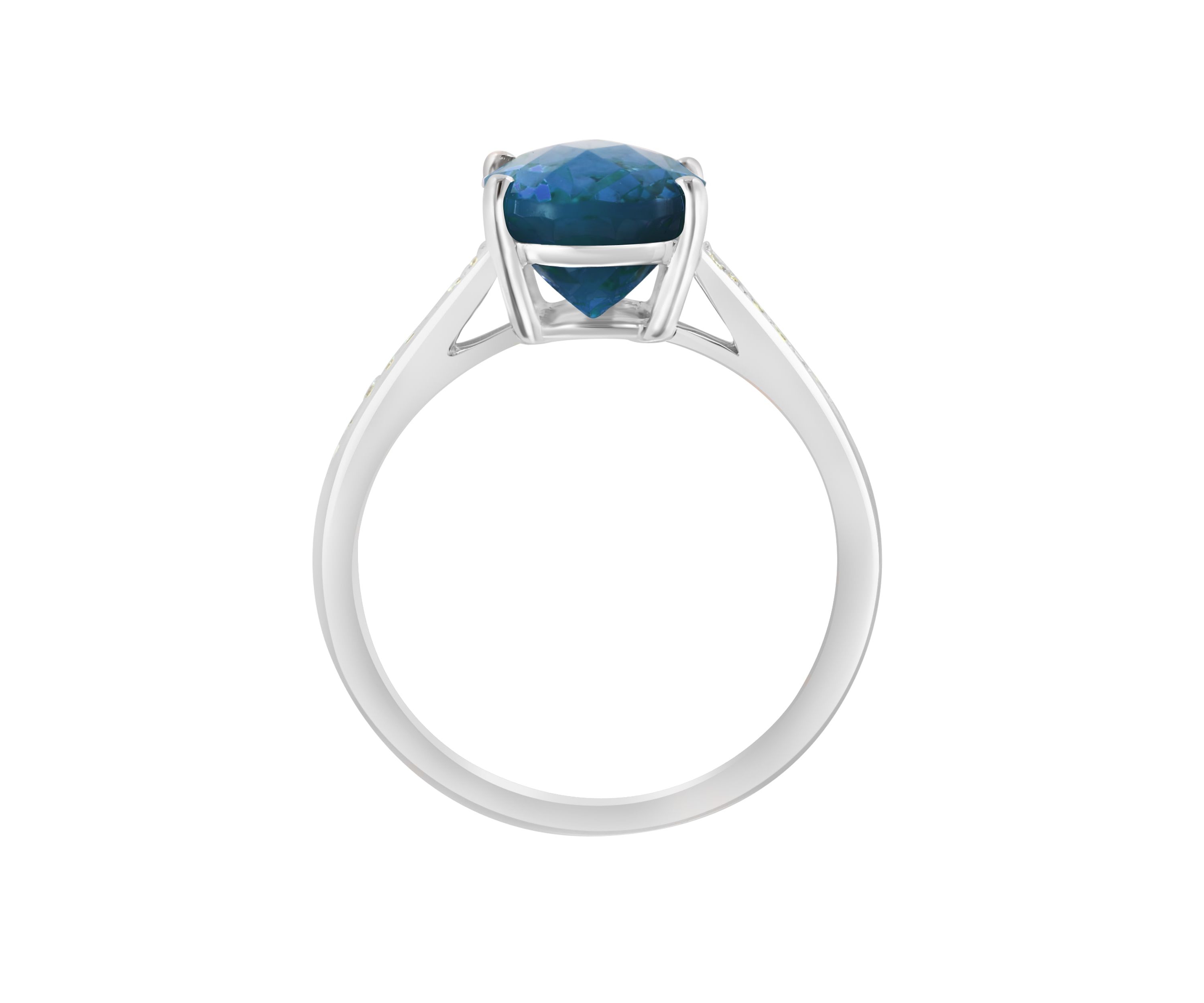 Diamond and Blue Topaz Ring in 14K White Gold