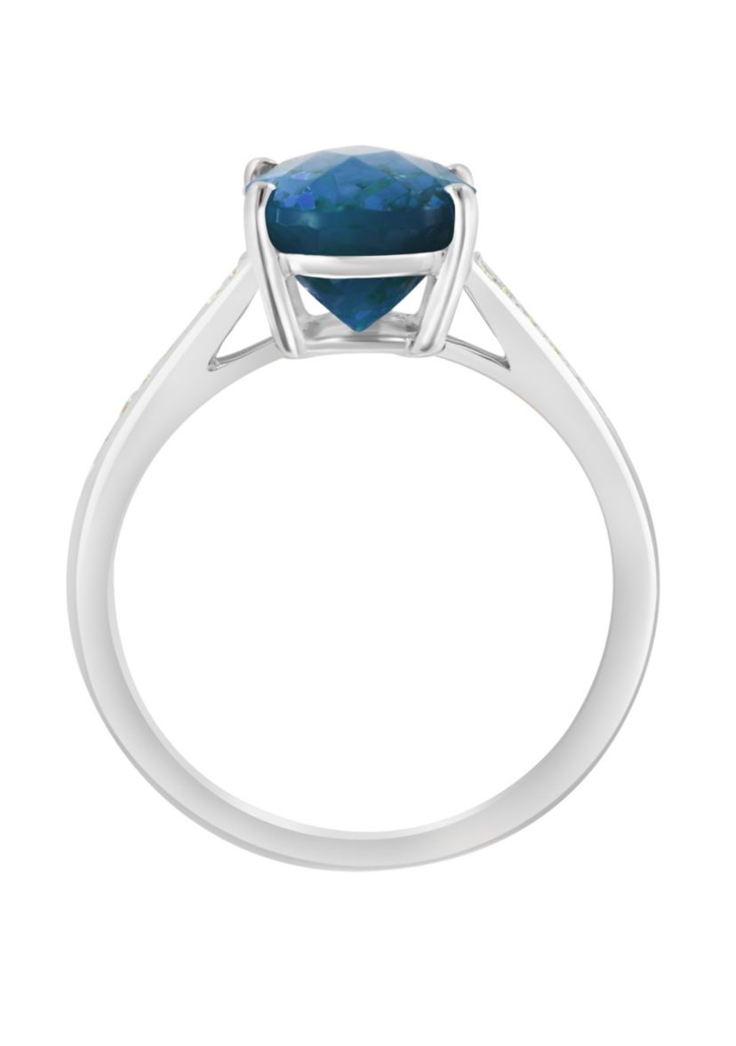 Diamond and Blue Topaz Ring in 14K White Gold