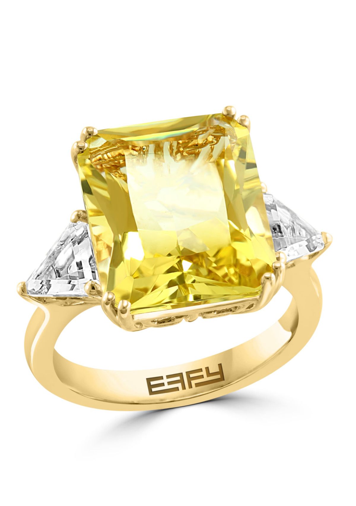 White Topaz and Lemon Quartz Ring in 14K Yellow Gold