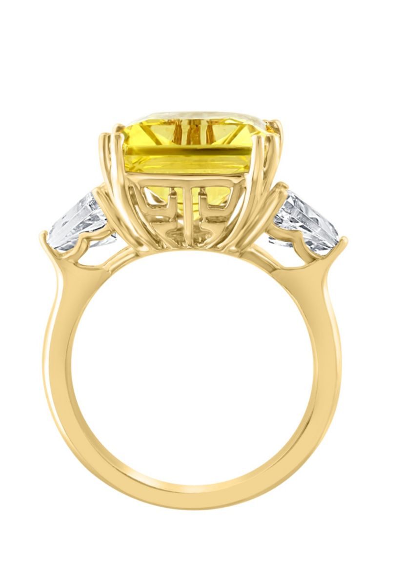 White Topaz and Lemon Quartz Ring in 14K Yellow Gold