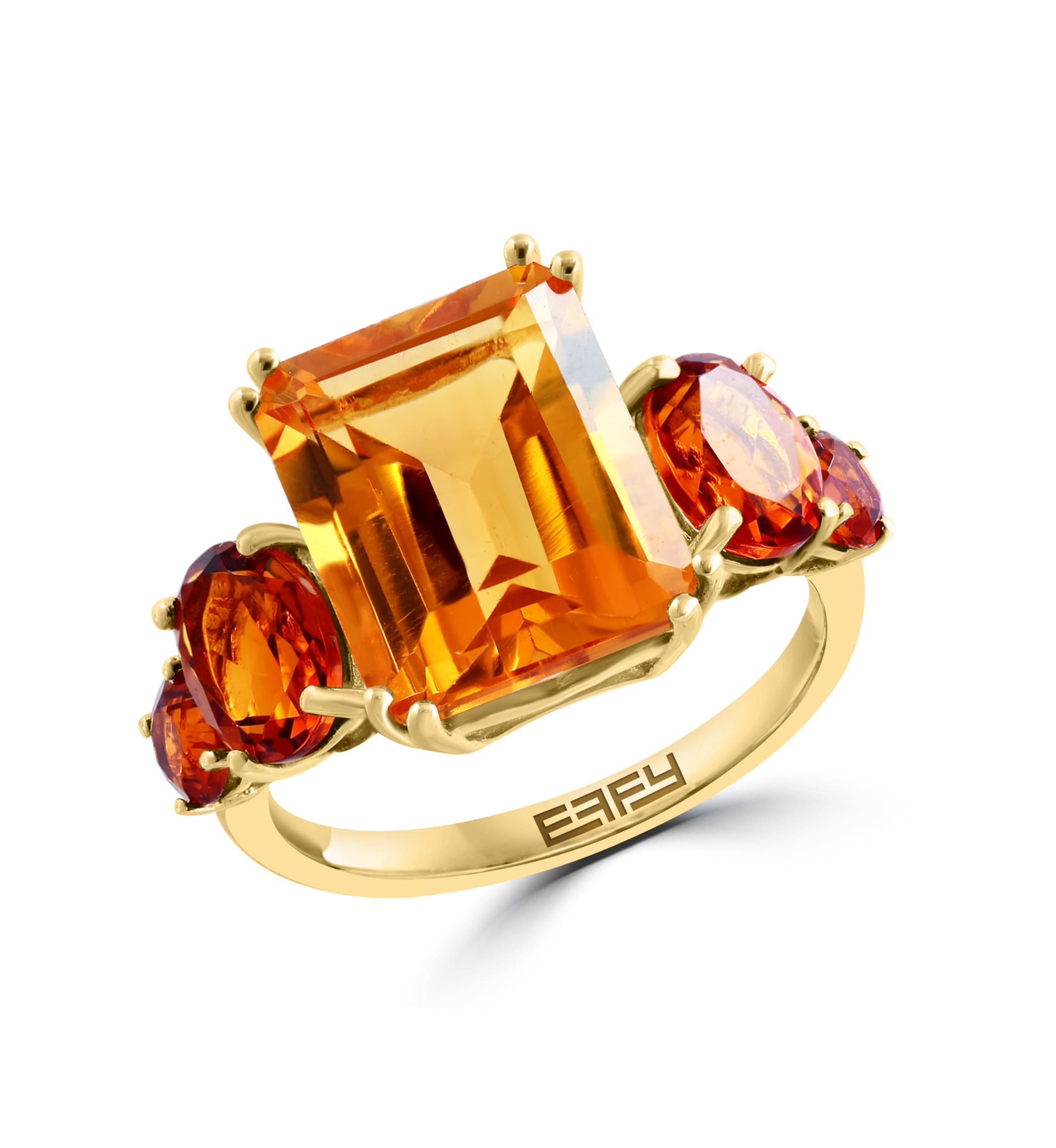 Citrine and Madera Cirtine Ring in 14K Yellow Gold