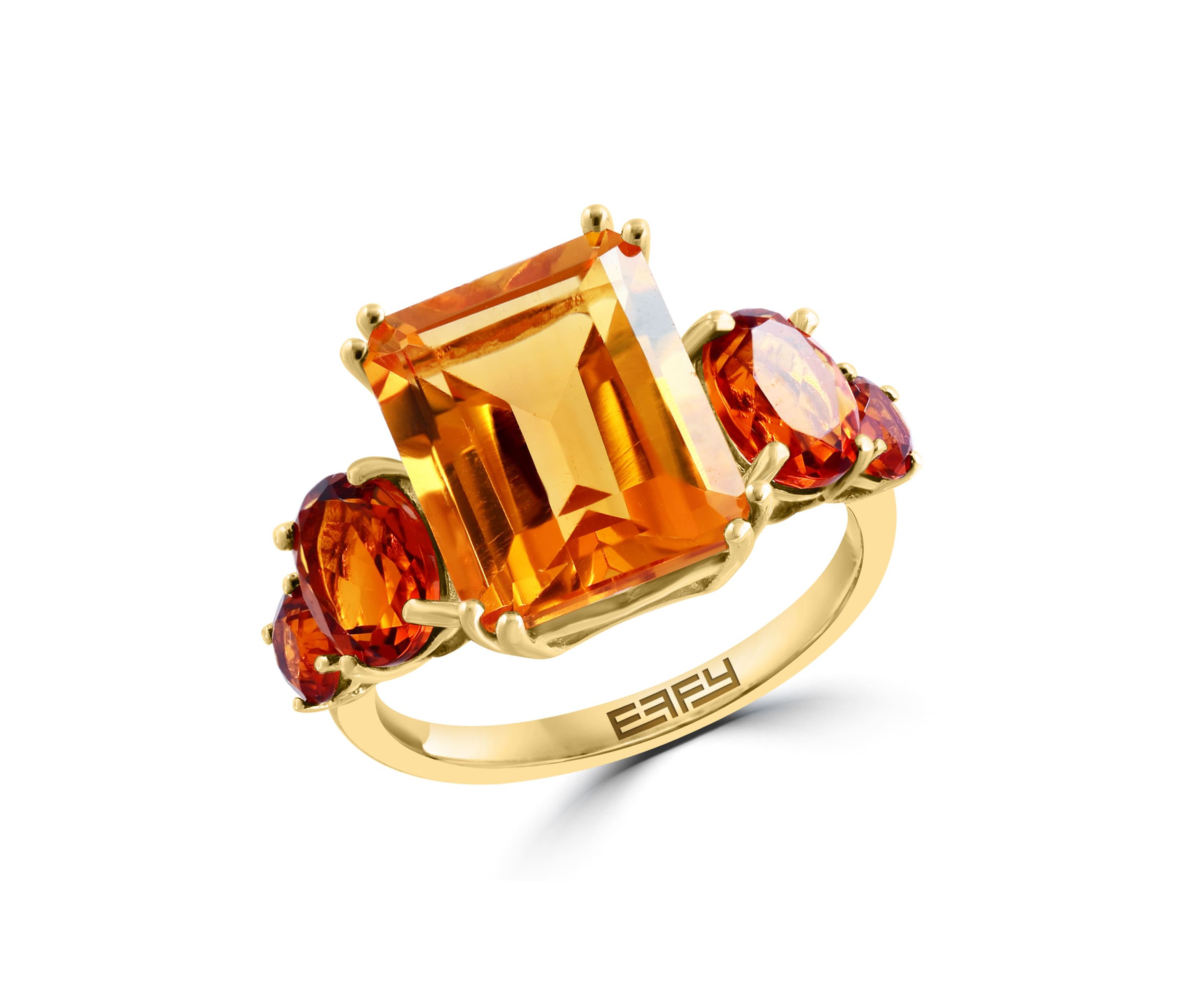 Citrine and Madera Cirtine Ring in 14K Yellow Gold