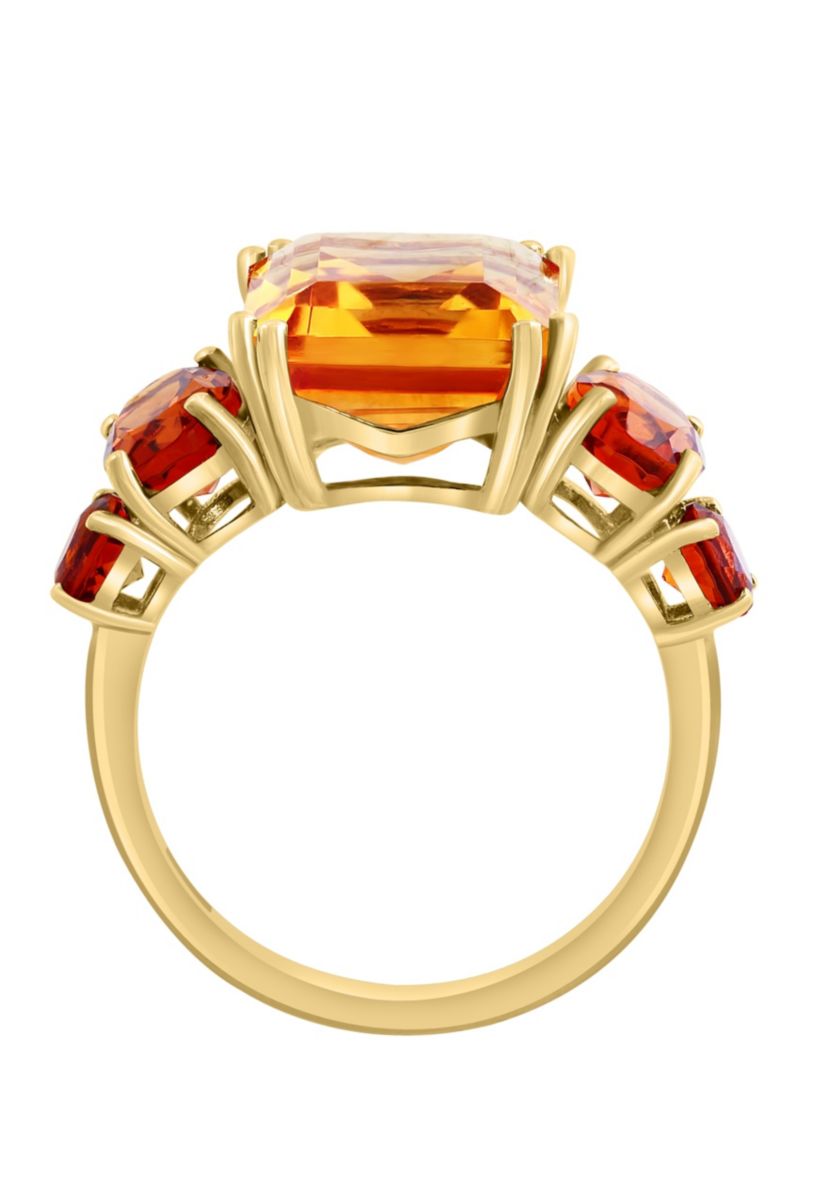 Citrine and Madera Cirtine Ring in 14K Yellow Gold