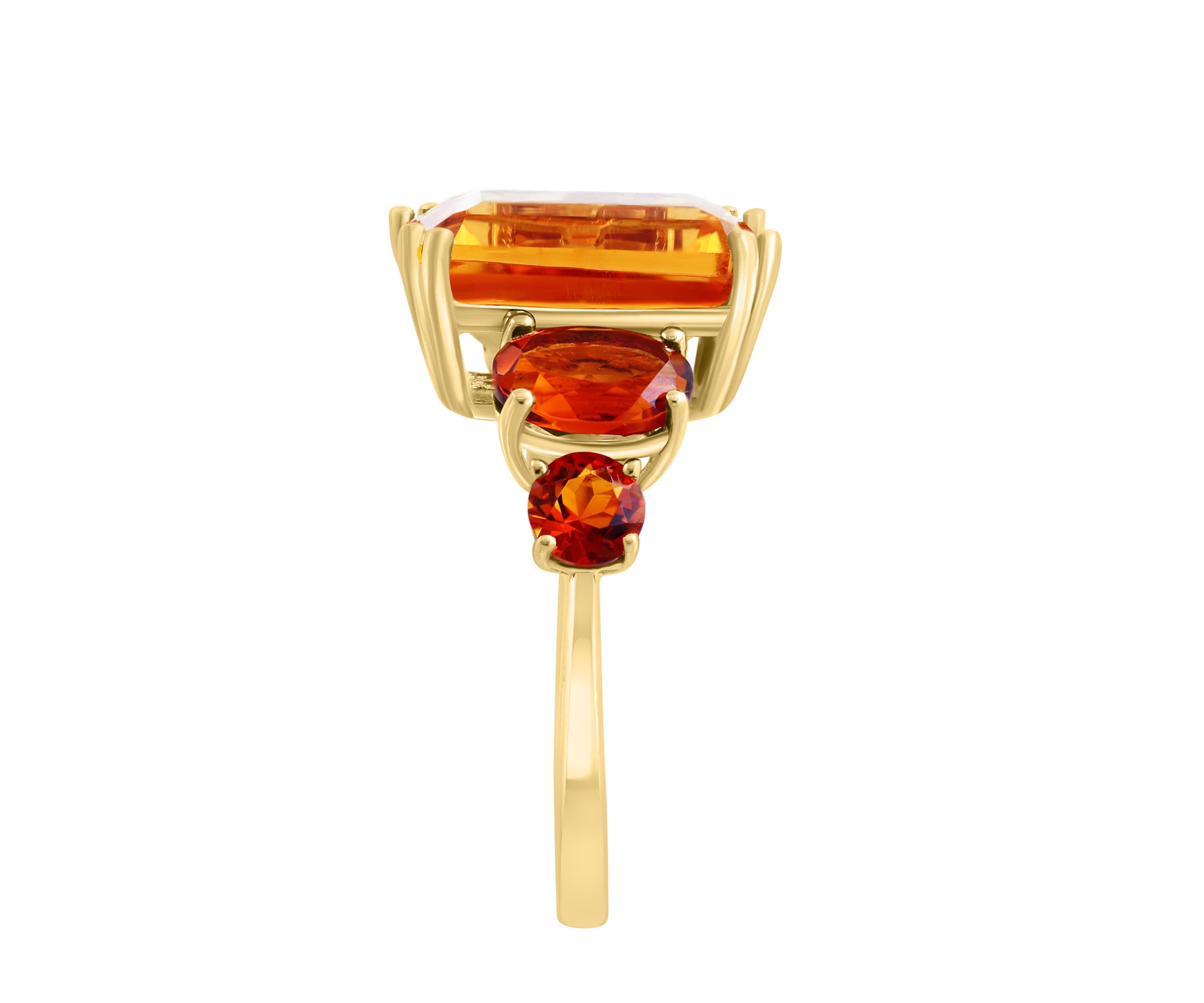 Citrine and Madera Cirtine Ring in 14K Yellow Gold