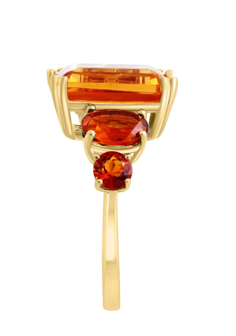 Citrine and Madera Cirtine Ring in 14K Yellow Gold