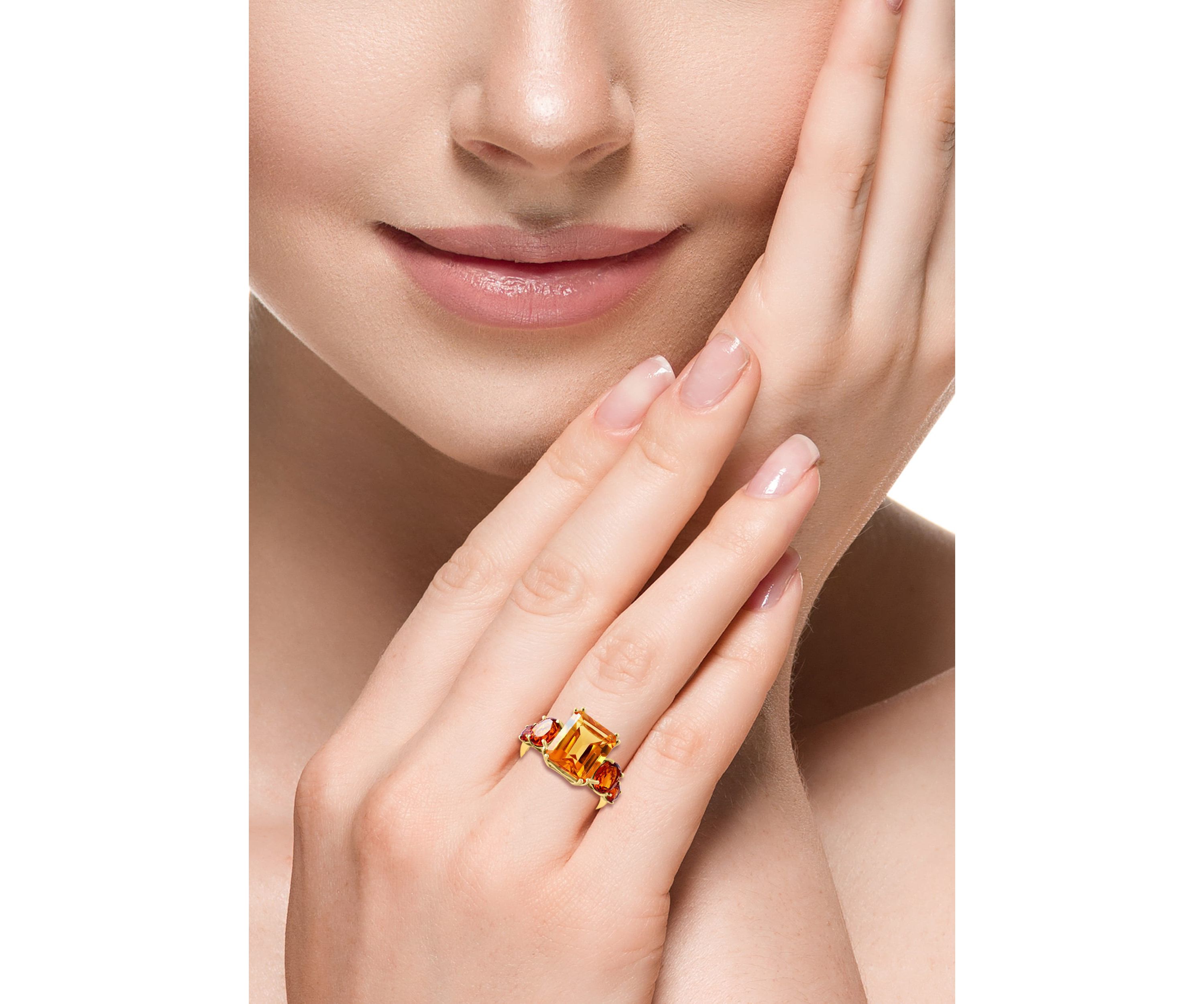 Citrine and Madera Cirtine Ring in 14K Yellow Gold