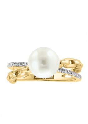 Effy Diamond and Freshwater Pearl Ring in 14K Yellow Gold -  5400489IRY0T977UV