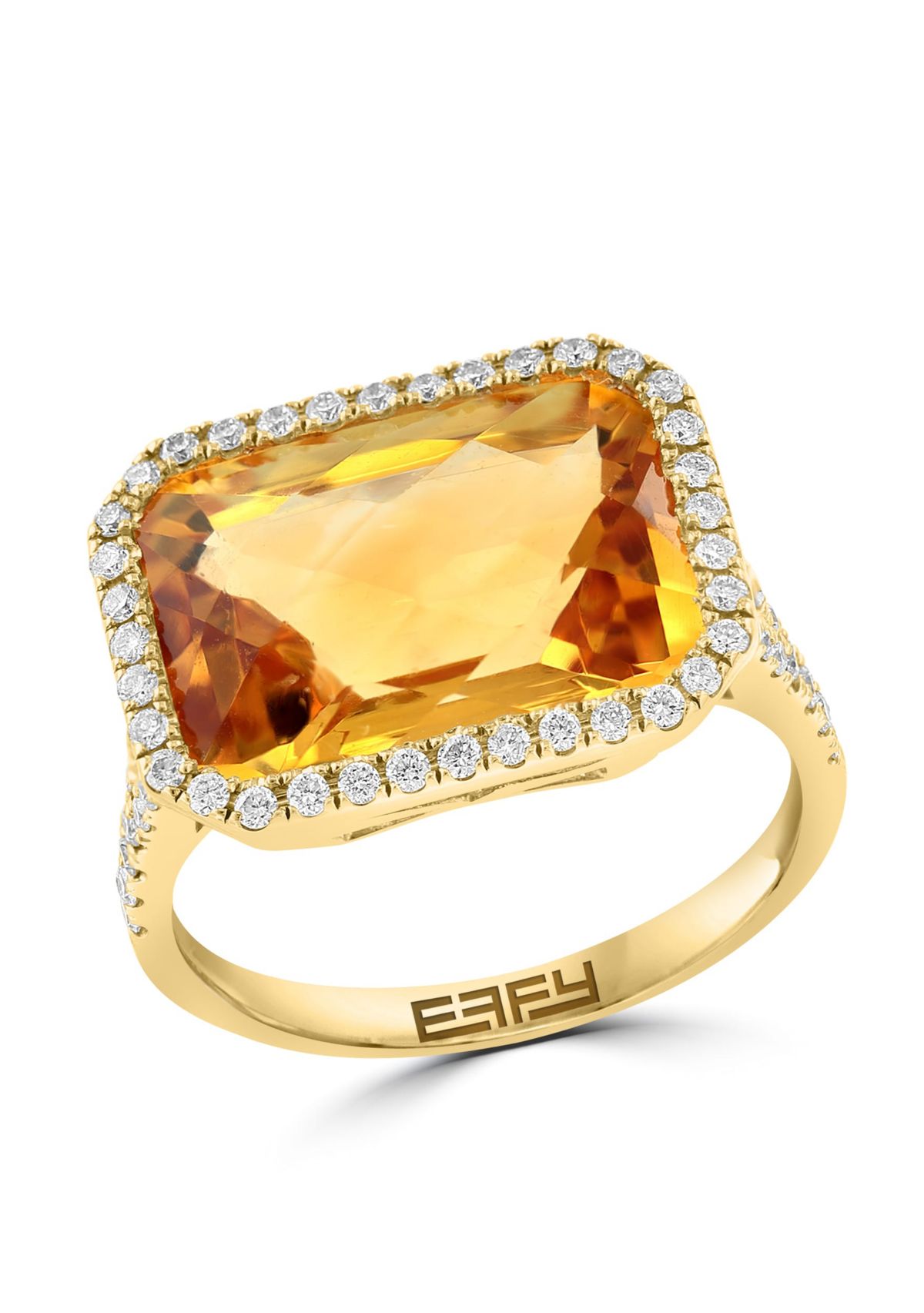 Effy® Diamond and Citrine Ring in 14K Yellow Gold | Belk