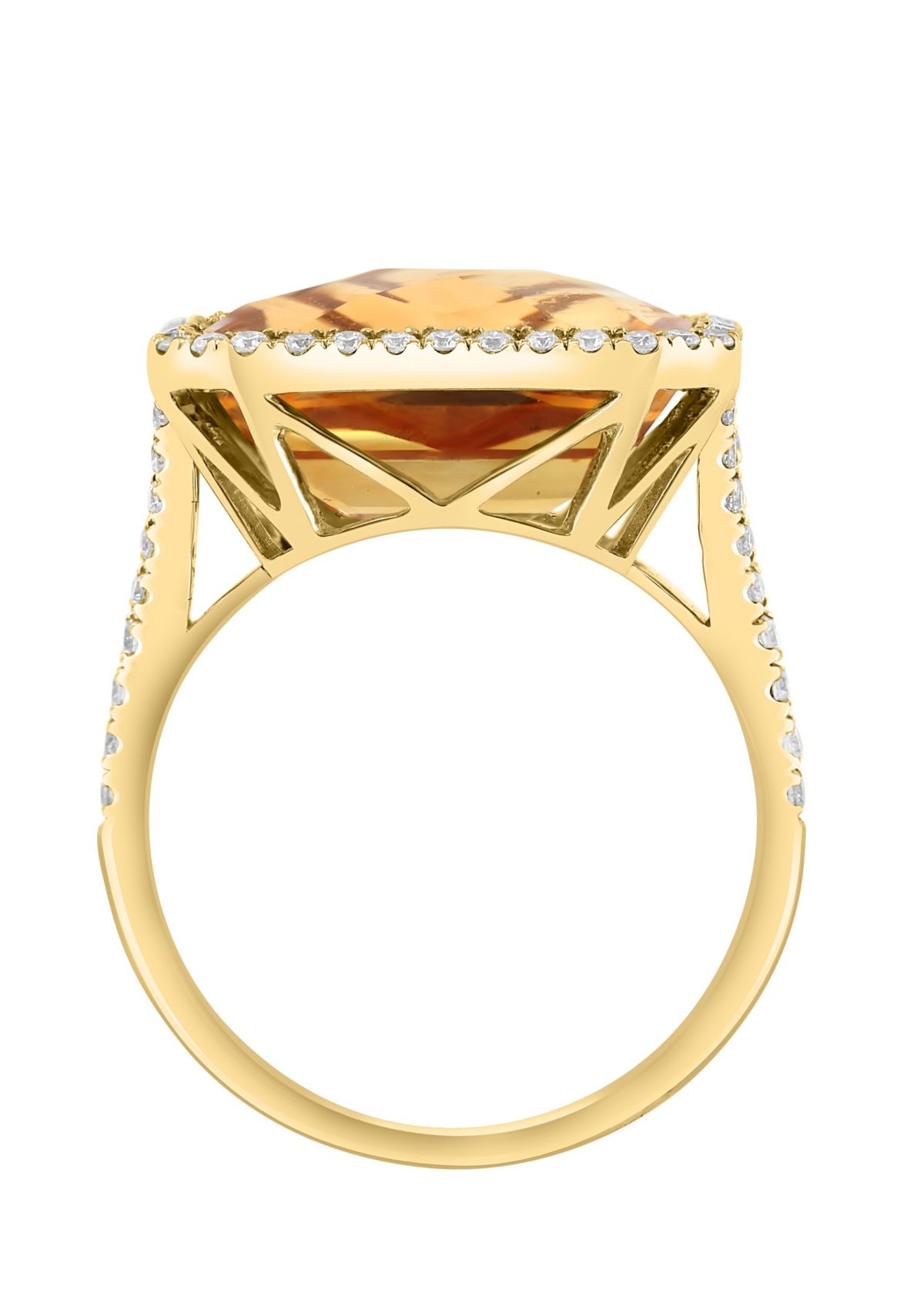 Effy® Diamond and Citrine Ring in 14K Yellow Gold | Belk