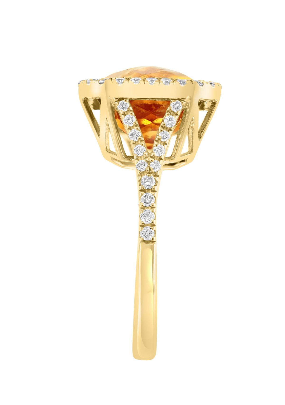 Effy® Diamond and Citrine Ring in 14K Yellow Gold | Belk