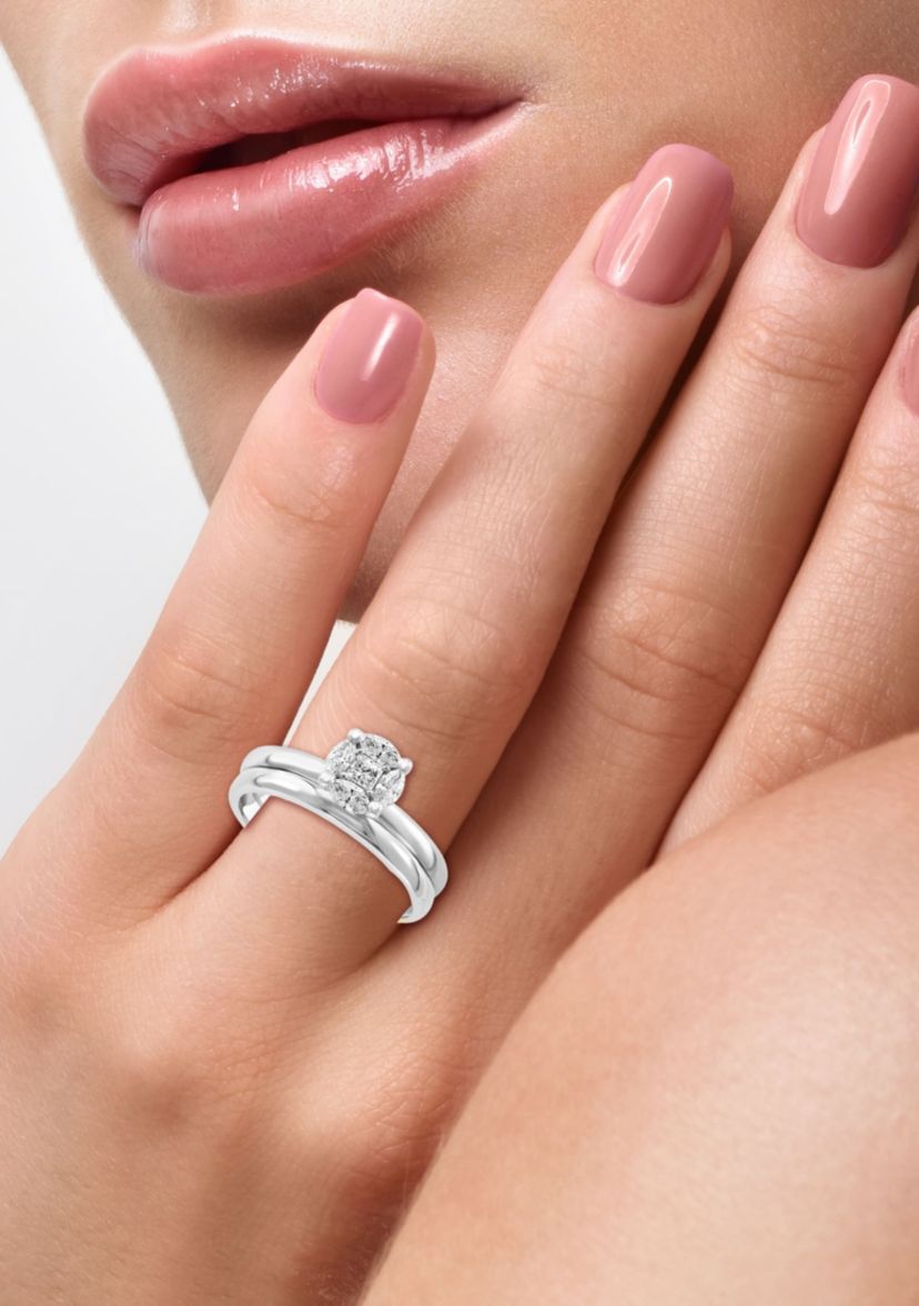 Diamond Ring Set In 14K White Gold