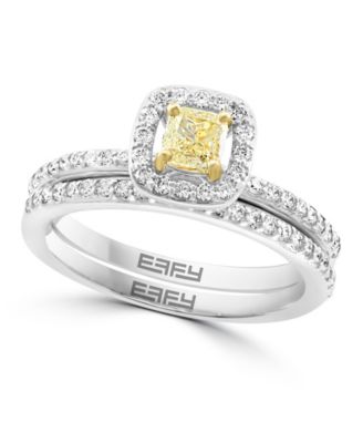 Effy Diamond And Natural Yellow Diamond Ring Set In 14K White Gold -  5400489RP0FH42D63