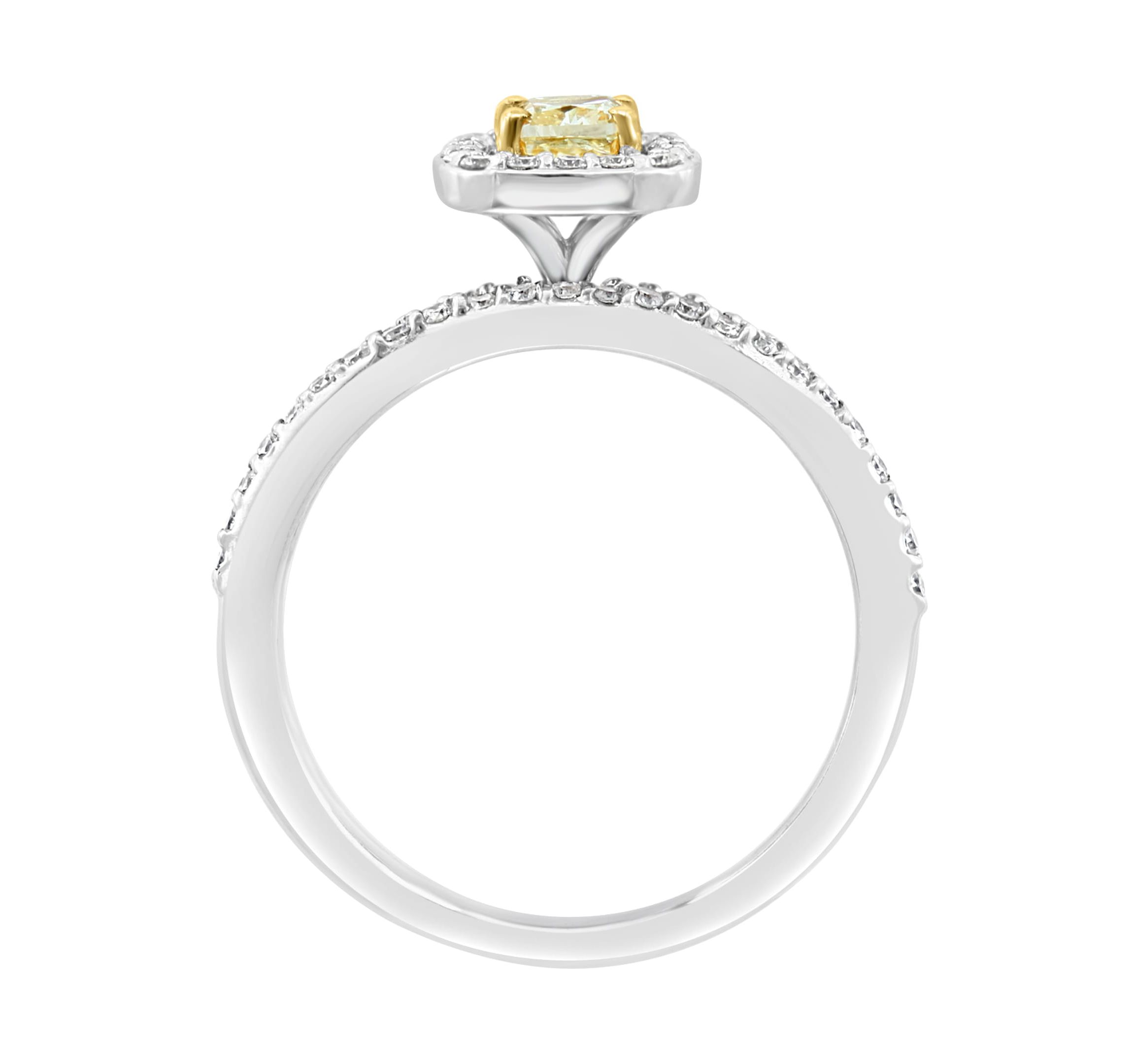 Diamond And Natural Yellow Diamond Ring Set In 14K White Gold
