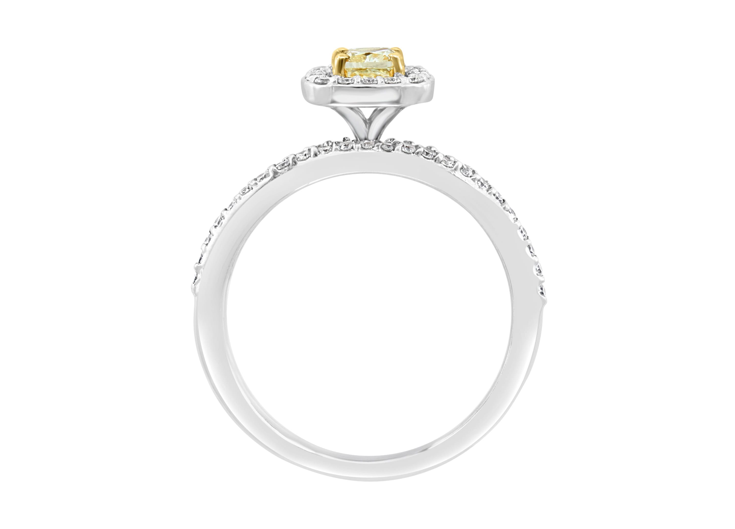 Diamond And Natural Yellow Diamond Ring Set In 14K White Gold