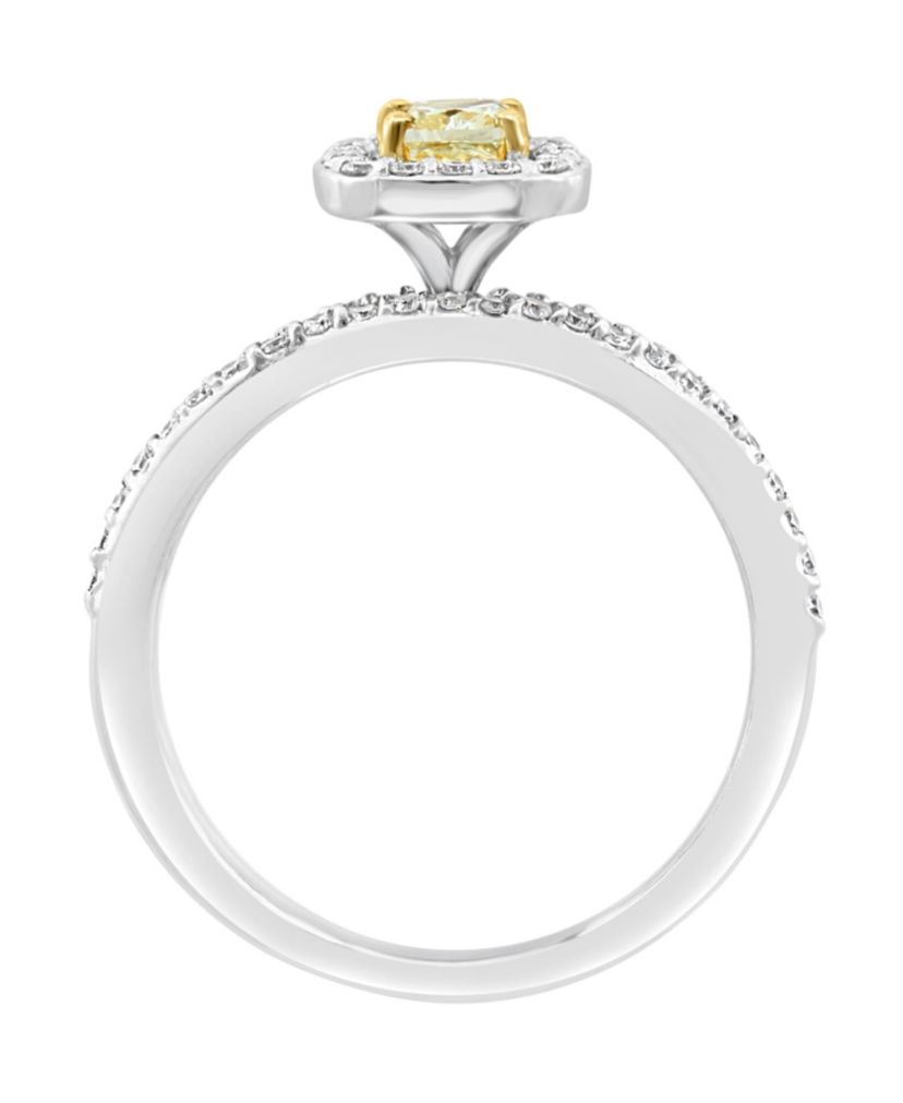 Diamond And Natural Yellow Diamond Ring Set In 14K White Gold