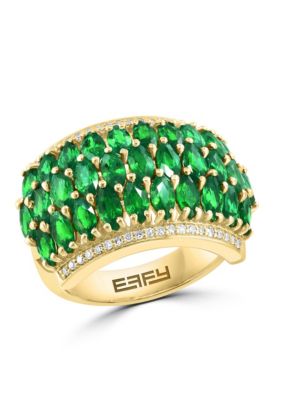 Effy Diamond And Natural Emerald Ring In 14K Yellow Gold, 7