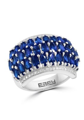 Effy Diamond And Natural Sapphire Ring In 14K White Gold -  5400489RP0GD42DS3