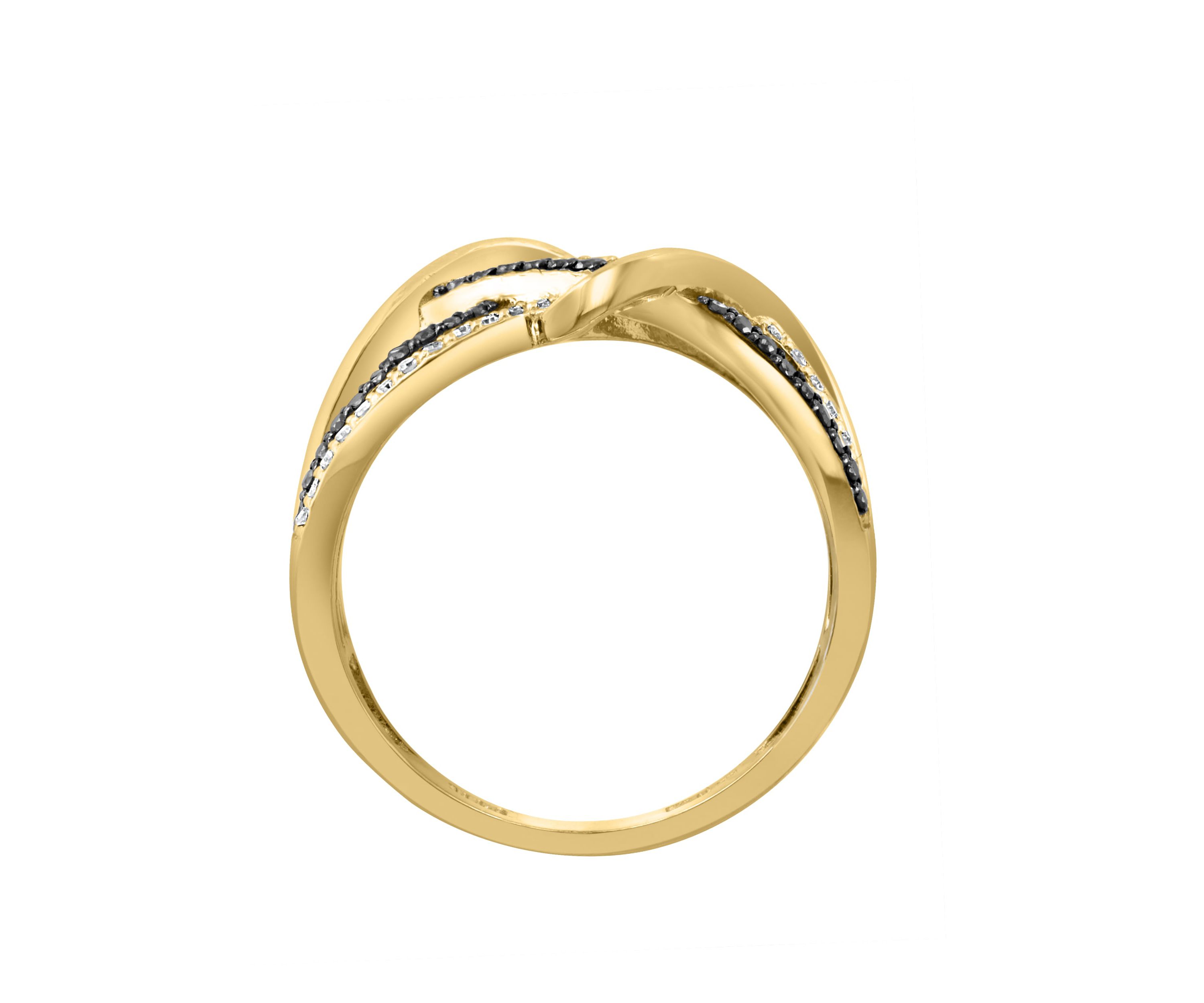 White And Black Diamond Ring In 14K Yellow Gold