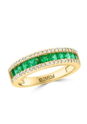 Effy Diamond And Natural Emerald Ring In 14K Yellow Gold, 7