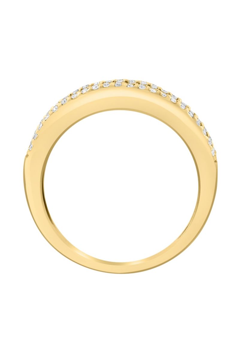 Diamond And Natural Emerald Ring In 14K Yellow Gold