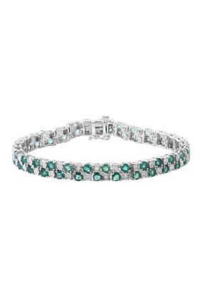 Effy Diamond And Natural Emerald Bracelet In Sterling Silver