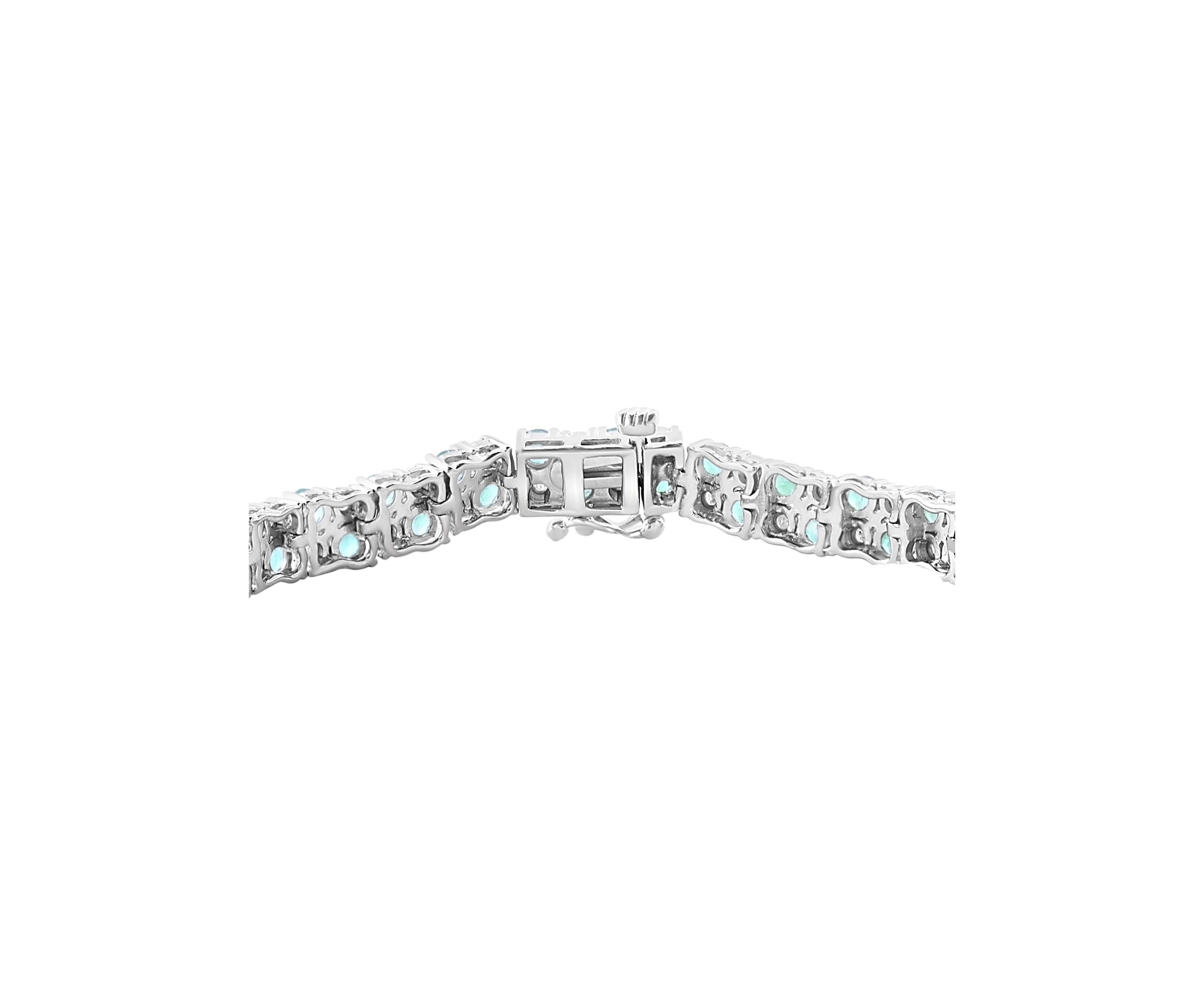 Diamond And Natural Emerald Bracelet In Sterling Silver