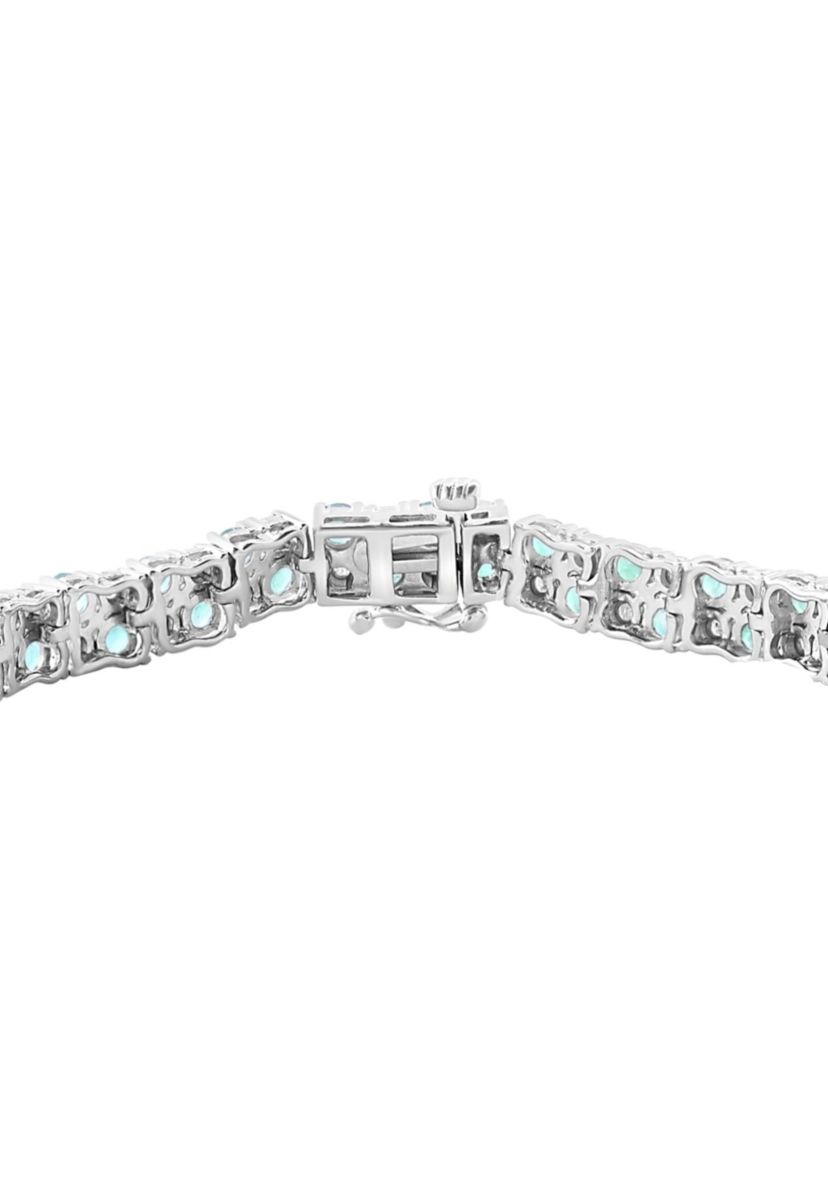 Diamond And Natural Emerald Bracelet In Sterling Silver