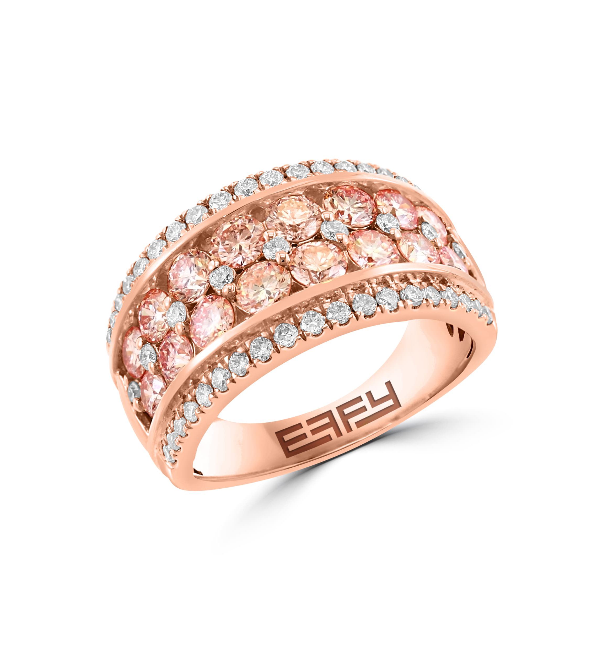 Lab Created Lab Grown Pink Diamond and Diamond Ring in 14K Rose Gold