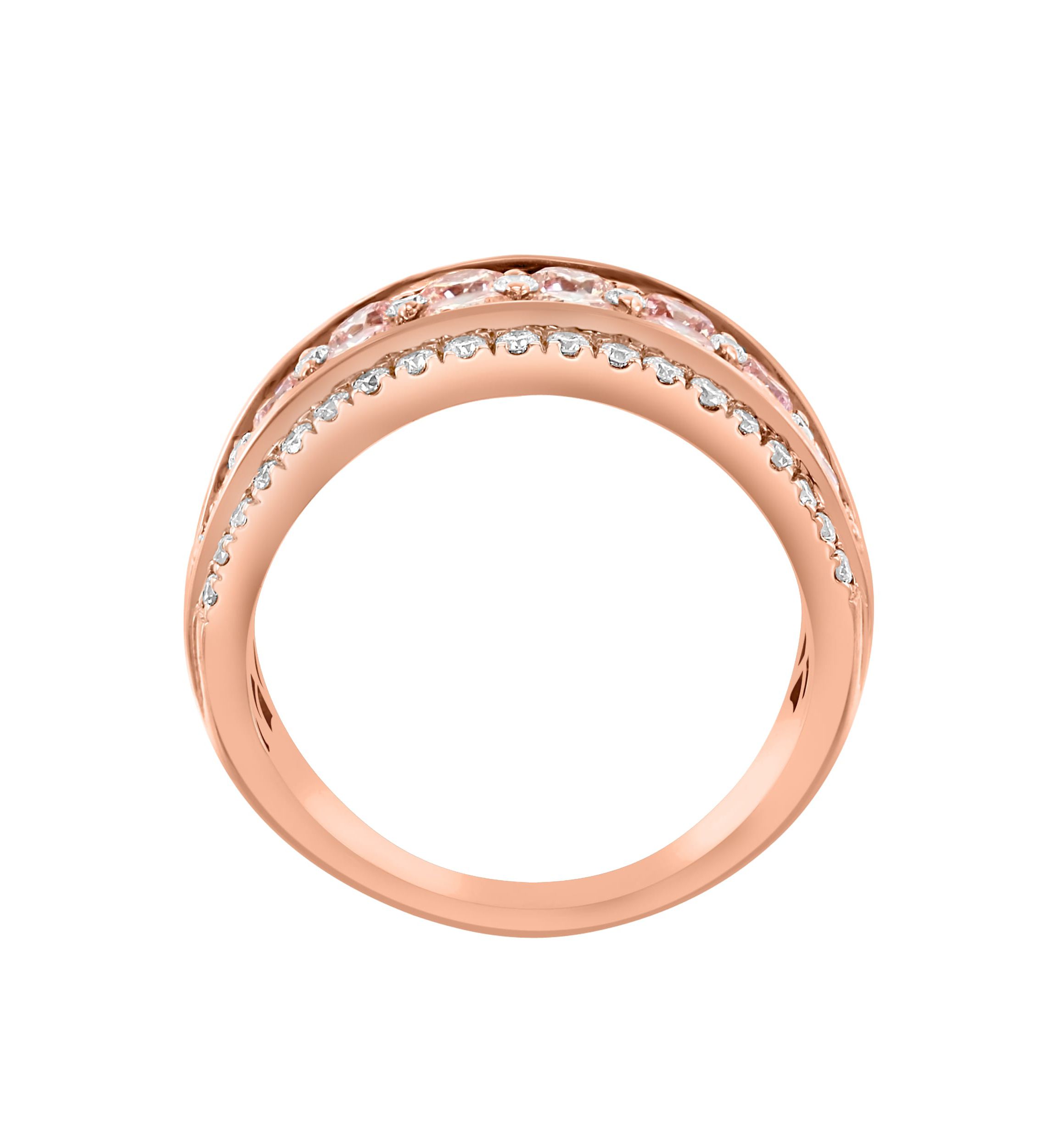 Lab Created Lab Grown Pink Diamond and Diamond Ring in 14K Rose Gold
