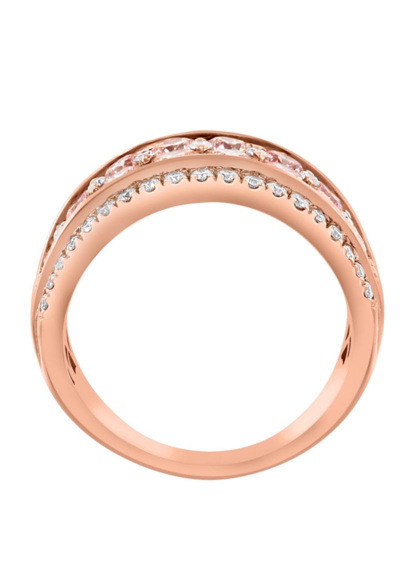 Lab Created Lab Grown Pink Diamond and Diamond Ring in 14K Rose Gold