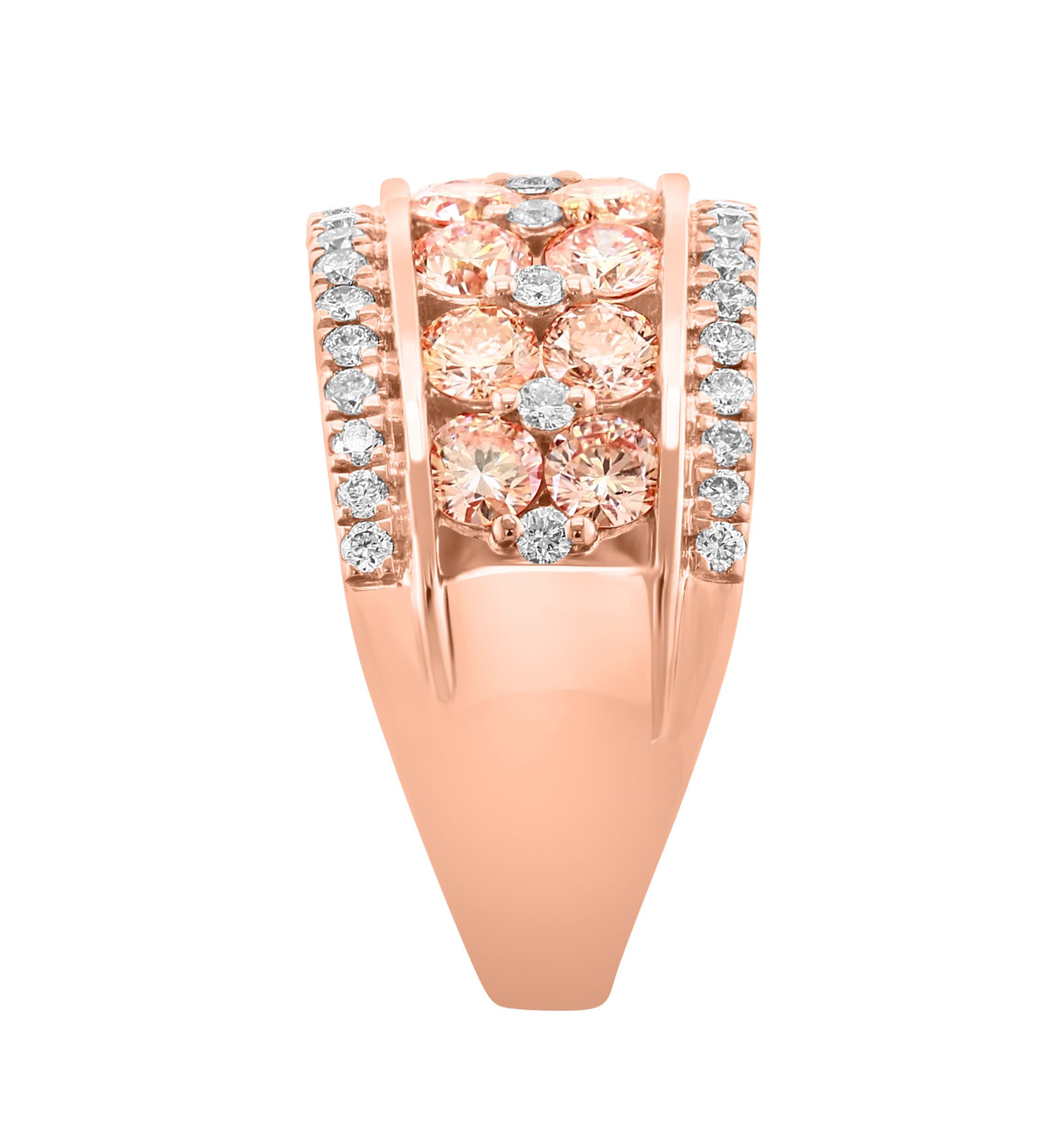 Lab Created Lab Grown Pink Diamond and Diamond Ring in 14K Rose Gold