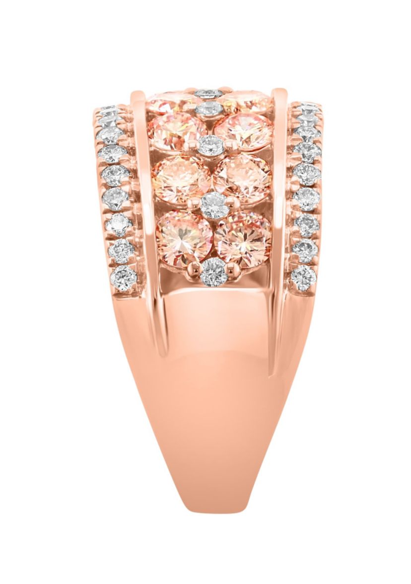 Lab Created Lab Grown Pink Diamond and Diamond Ring in 14K Rose Gold