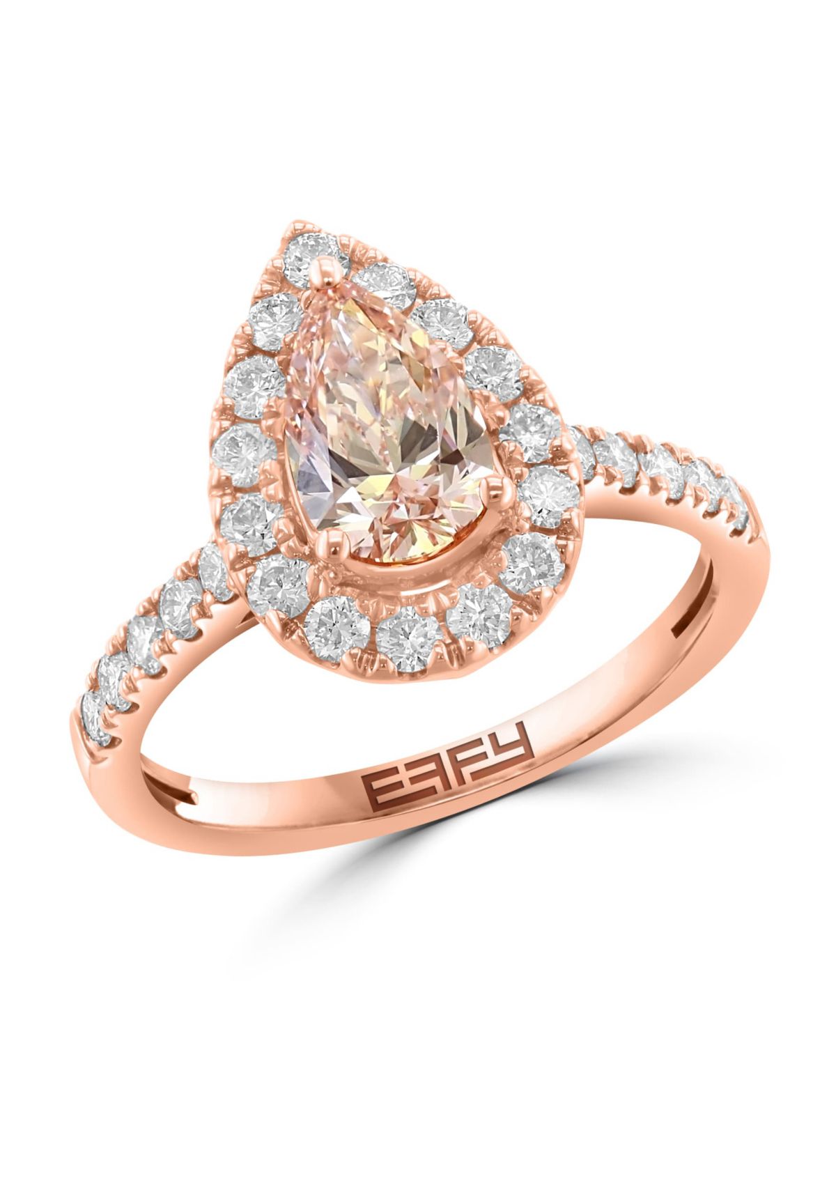 Lab Created Lab Grown Pink Diamond and Diamond Ring in 14K Rose Gold